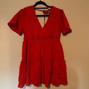 GUC Red Tiered V-Neck Women's Mini Dress